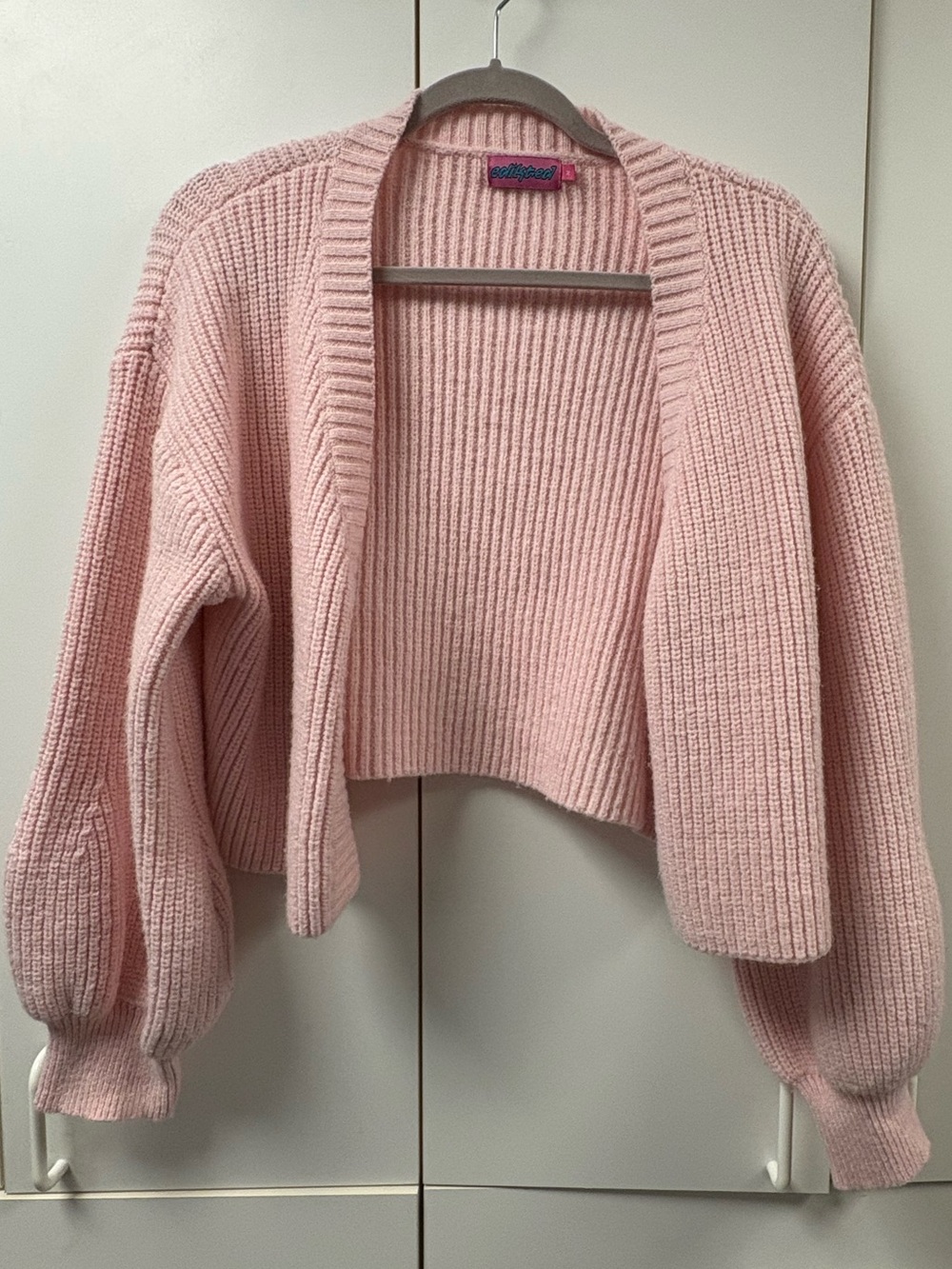 Edikted Blush Pink Ribbed Open-Front Cardigan